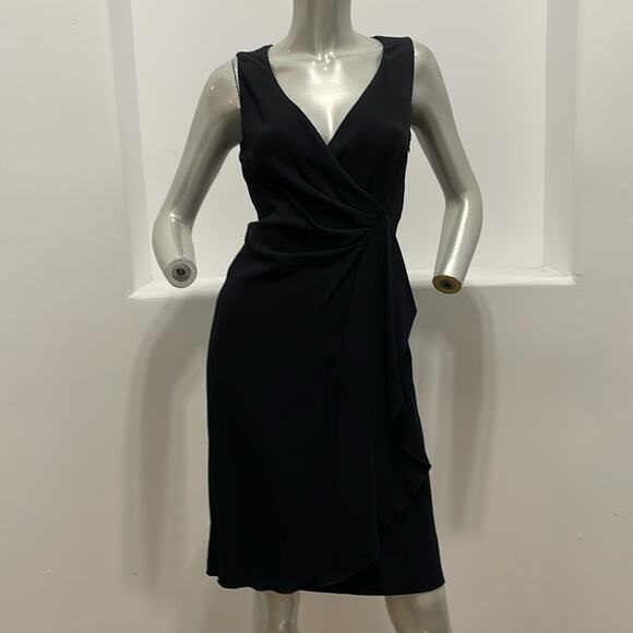 P.A.R.O.S.H. Sleeveless Faux Wrap Ruffle Dress Black Size S - Picture 13 of 13